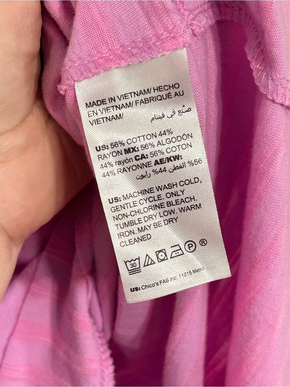 Chicos Bundle of 2 Layered Hem Striped V Neck Shirts Womens Size 12 Blue & Pink - Picture 11 of 13